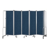 National Public Seating Robo 6' x 9' 10" Blue Mobile Room Divider with 5 Panels and Gray Frame