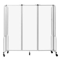 National Public Seating Robo 6' x 6' Frosted Acrylic Mobile Room Divider with 3 Panels and Gray Frame