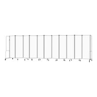 National Public Seating Robo 6' x 21' 4" White Board Mobile Room Divider with 11 Panels and Gray Frame