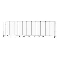 National Public Seating Robo 6' x 21' 4" White Board Mobile Room Divider with 11 Panels and Gray Frame