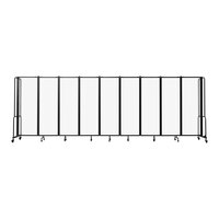 National Public Seating Robo 6' x 17' 6" Frosted Acrylic Mobile Room Divider with 9 Panels and Black Frame