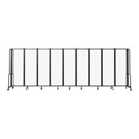 National Public Seating Robo 6' x 17' 6" Frosted Acrylic Mobile Room Divider with 9 Panels and Black Frame