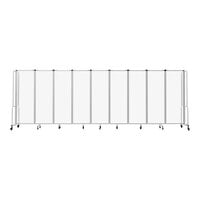 National Public Seating Robo 6' x 17' 6" Frosted Acrylic Mobile Room Divider with 9 Panels and Gray Frame