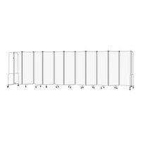 National Public Seating Robo 6' x 21' 4" Frosted Acrylic Mobile Room Divider with 11 Panels and Gray Frame