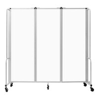 National Public Seating Robo 6' x 6' White Board Mobile Room Divider with 3 Panels and Gray Frame