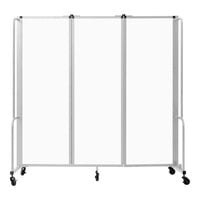 National Public Seating Robo 6' x 6' White Board Mobile Room Divider with 3 Panels and Gray Frame