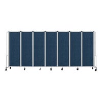 National Public Seating Robo 6' x 13' 8" Blue Mobile Room Divider with 7 Panels and Gray Frame