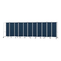 National Public Seating Robo 6' x 21' 4" Blue Mobile Room Divider with 11 Panels and Gray Frame