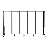 National Public Seating Robo 6' x 9' 10" Frosted Acrylic Mobile Room Divider with 5 Panels and Black Frame