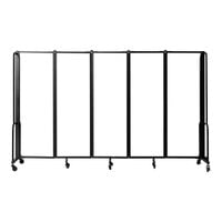 National Public Seating Robo 6' x 9' 10" White Board Mobile Room Divider with 5 Panels and Black Frame