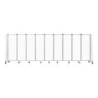 National Public Seating Robo 6' x 17' 6" White Board Mobile Room Divider with 9 Panels and Gray Frame
