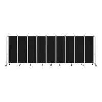 National Public Seating Robo 6' x 17' 6" Black Mobile Room Divider with 9 Panels and Gray Frame