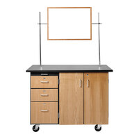 National Public Seating 28" x 48" Mobile Science Cart with 3 External Drawers, Pegboard, and Whiteboard / Mirror