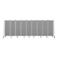 National Public Seating Robo 6' x 17' 6" Gray Mobile Room Divider with 9 Panels and Gray Frame