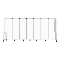 National Public Seating Robo 6' x 13' 8" Clear Acrylic Mobile Room Divider with 7 Panels and Gray Frame