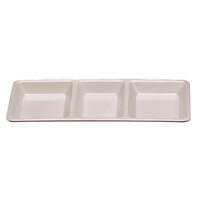 Thunder Group PS5103W Passion White Melamine Rectangular 3 Section Compartment Tray - 6/Pack