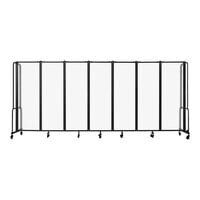 National Public Seating Robo 6' x 13' 8" Frosted Acrylic Mobile Room Divider with 7 Panels and Black Frame