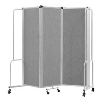 National Public Seating Robo 6' x 6' Gray Mobile Room Divider with 3 Panels and Gray Frame