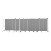 National Public Seating Robo 6' x 21' 4" Gray Mobile Room Divider with 11 Panels and Gray Frame