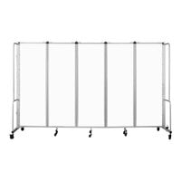 National Public Seating Robo 6' x 9' 10" Clear Acrylic Mobile Room Divider with 5 Panels and Gray Frame