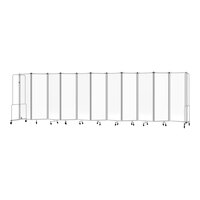 National Public Seating Robo 6' x 21' 4" Clear Acrylic Mobile Room Divider with 11 Panels and Gray Frame