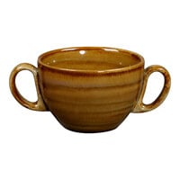 RAK Porcelain Rakstone Spot 9.45 oz. Garnet Porcelain Bouillon Cup with Handles - 12/Case