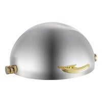 Acopa Supreme 4 Qt. Round Roll Top Gold Trim Stainless Steel Chafer Cover with Handle