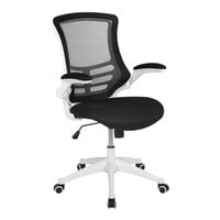 Flash Furniture Kelista Black / Gray Mesh Mid-Back Office Chair with White Frame and Flip Up Arms