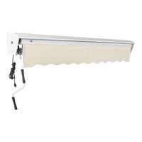 Awntech Destin Linen Heavy-Duty Left Motor Retractable Patio Awning with Protective Hood