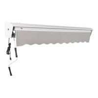 Awntech Destin Gray Heavy-Duty Left Motor Retractable Patio Awning with Protective Hood