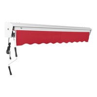 Awntech Destin Red Heavy-Duty Left Motor Retractable Patio Awning with Protective Hood