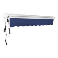 Awntech Destin Navy Heavy-Duty Left Motor Retractable Patio Awning with Protective Hood