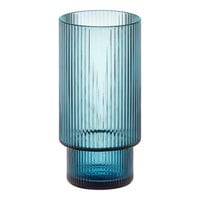 Acopa Lore 5 1/2" Blue Glass Ribbed Tealight / Votive Holder - 12/Case