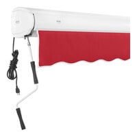 Awntech Key West Red Heavy-Duty Left Motor Retractable Patio Awning with Protective Hood