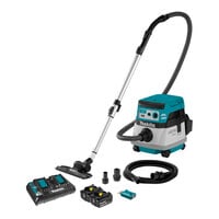 Makita 36V (18V X2) LXT XCV22PTU 2.1 Gallon Cordless Brushless Dry Dust Extractor / Vacuum Kit with HEPA Filtration, AWS, and Dual Port Charger - 5.0 Ah