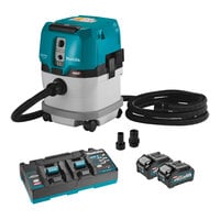 Makita GCV04PMX 40V Max XGT Lithium Ion Cordless Brushless 4 Gallon Dry Dust Extractor Kit with AWS Capability and HEPA Filtration - 4.0 Ah