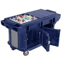 Cambro VBRUTHD5186 Navy Blue 5' Versa Ultra Work Table with Storage and Heavy-Duty Casters