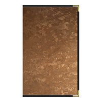 H. Risch, Inc. MET-PKT-4V Fools Gold Brushed Metallic 8 1/2" x 14" Customizable 4 View Menu Cover
