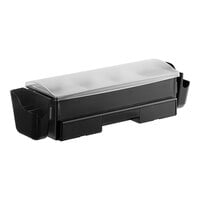 Choice 4-Compartment Black Plastic Condiment Station with 5 Rimming Trays