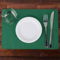 Hoffmaster 310528 10 inch x 14 inch Hunter Green Colored Paper Placemat with Scalloped Edge - 1000/Case