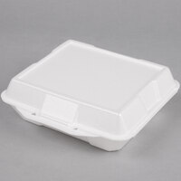 Genpak 23300 9 inch x 9 inch x 3 inch White 3-Compartment Hinged Lid Foam Container - 200/Case