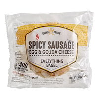 Grand Prairie Spicy Sausage, Egg, and Gouda Everything Bagel Sandwich 5.2 oz. - 24/Case