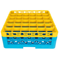 Carlisle RG36-2C411 OptiClean 36 Compartment Yellow Color-Coded Glass Rack with 2 Extenders