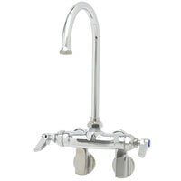 T&S B-0341 Wall Mounted Mixing Faucet with 4" Adjustable Centers, 10 13/16" High Swivel Gooseneck, and Eterna Cartridges