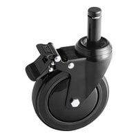 Regency 5" Black Polyurethane Shelving Stem Caster with Brake