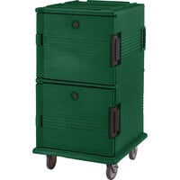 Cambro UPC1600SP519 Ultra Camcarts® Kentucky Green Insulated Food Pan Carrier with Heavy-Duty Casters and Security Package - Holds 24 Pans
