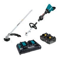 Makita 36V (18V X2) LXT 17" Brushless Cordless Couple Shaft Power Head Kit with String Trimmer Attachment, (2) 5.0 Ah Lithium-Ion Batteries, and Dual-Port Charger XUX01M5PT