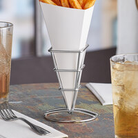 American Metalcraft SQFBSS Square Stainless Steel Fry Cone Holder - 2 1/2 inch x 3 5/8 inch x 5 1/4 inch