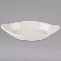 Hall China by Steelite International HL5280AWHA Ivory (American White) 12 oz. Oval Rarebit / Au Gratin Dish - 24/Case