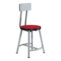 National Public Seating Titan 18" Gray Steel / Particleboard Lab Stool with Hollyberry High-Pressure Laminate Seat and Backrest